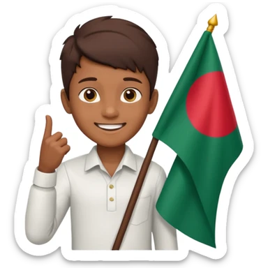 A boy stands with a Bangladeshi flag and greets on the occasion of December 16th. sticker