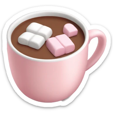 Light Pink mug of hot chocolate with marshmallows  sticker