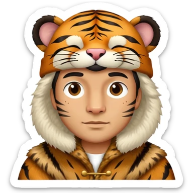 Ancient Russian boyar tiger with fur coat and hat sticker