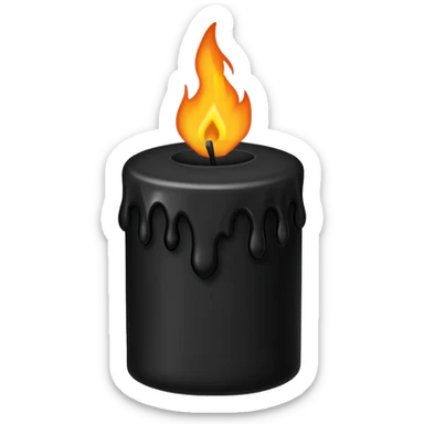 Black wax candle with eerie flame, minimalist gothic iOS emoji sticker