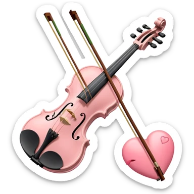 A pastel violin and a pastel heart sticker