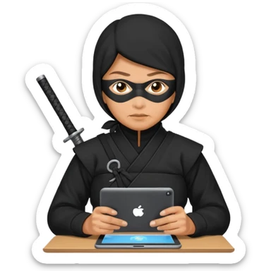 filipino grandmother ninja working in GenAI sticker