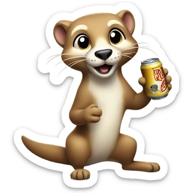 Weasel drinking beers sticker