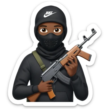 Nike ski mask black man with AK-47 sticker