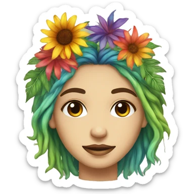 Tie dye hippie person flower crown tattoos hemp leaves sticker