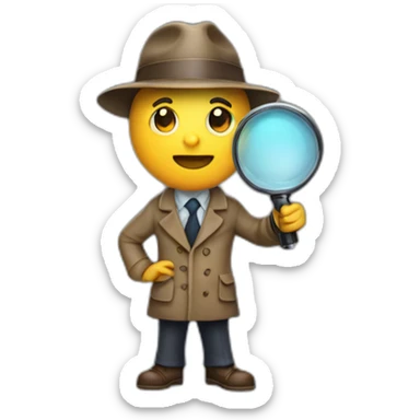 A detective in a detective outfit full body looking through a magnifying glass sticker