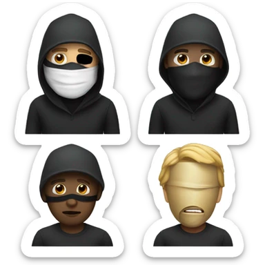 Man with a robber mask sticker