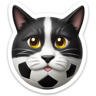 Black white cat kick football ball sticker