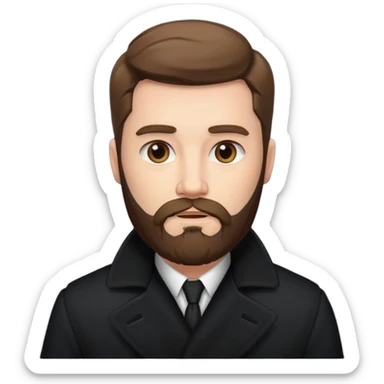 bearded man in black in black coat  sticker