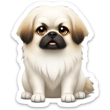 white pekingese with black and brown spots sticker