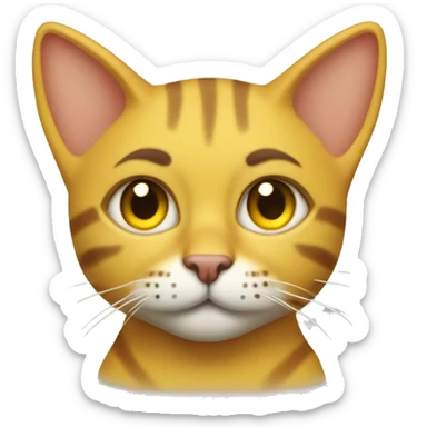 La cara de un gatito amarillo llorando sticker