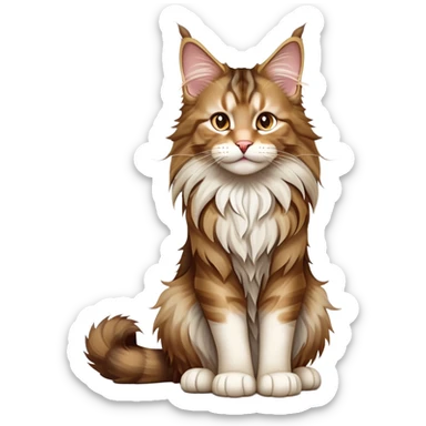 cinematic-[maine coon cat]-realistic-full-body-sitting-emoji,-tail-curled-playfully-around-its-paws,-head-tilted-dramatically,-scruffy-[maine coon]-fur,-simplified-yet-realistic-focused-features,-highly-detailed,-glowing-with-an-almost-sarcastic-glow sticker