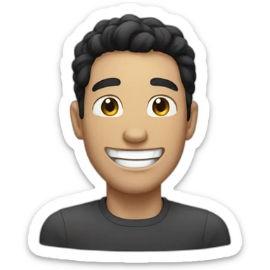 white man with black hair laughing sticker