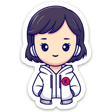 Korean girl with K-pop style sticker