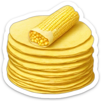 Stack of corn tortillas + corn sticker