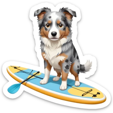 Blue Merle Australian shepherd on a paddle board sticker
