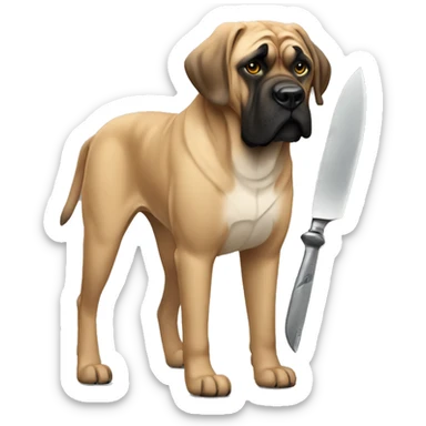 English mastiff holding knife  sticker