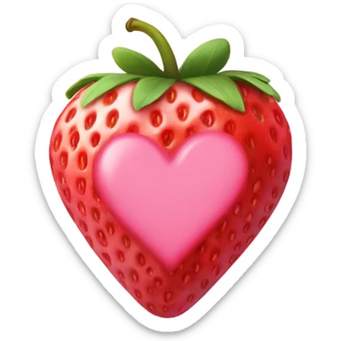 Pink heart in strawberry sticker
