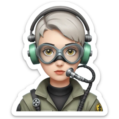 cyberpunk gasmask girl programmer buzzcut sticker