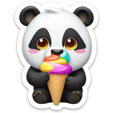 Panda eating ice cream sticker