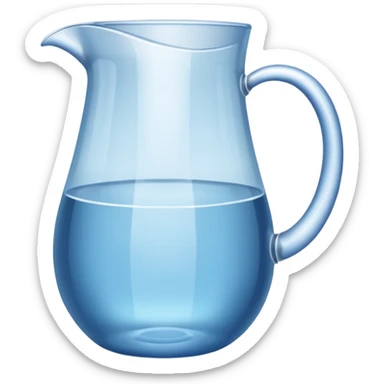 A water pitcher, transparent, slightly blue water, no lid, no droplets, tall. Without a handle and without nose.
 sticker