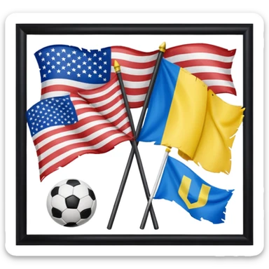 usa and ukraine flags together, sport equipment under sticker