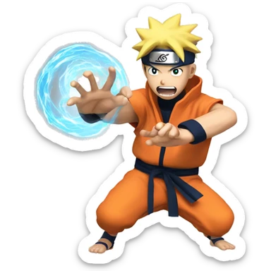 Naruto performing a Rasengan move sticker