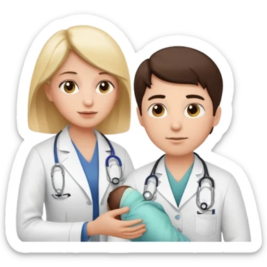American doctor explaining to mother with sick child. for Family Medicine emoji with for family  sticker