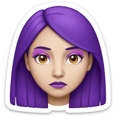emoji of a racially ambiguous woman, who looks serious. no skin color please. use a color. sticker