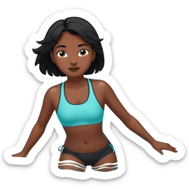 A girl swimming in Goan ocean. Girl should have black hair, clothes should be shorts and tank top or sports bra because she is indian sticker