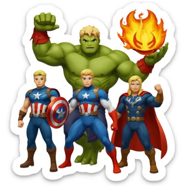 A Spider-Man Hulk, Thor Captain America, Doctor Strange Charzard sticker
