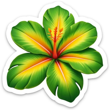 Oversized ultra detailed,  vibrant, isolated, rendering of a tropical flower with green soft petals  sticker