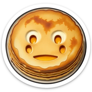 one single burned pancake with no face sticker