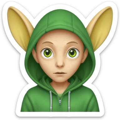 Aliens Dark yellow, hoodie, long big ears sticker