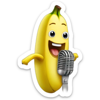 Banana singing with microphone sticker