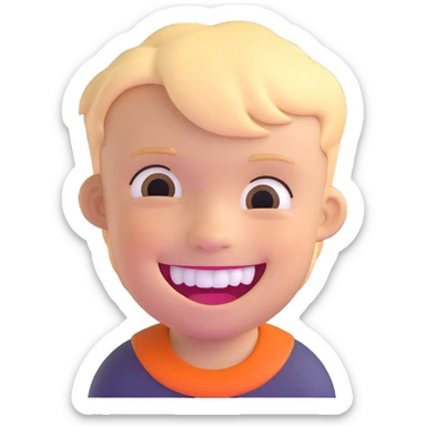 little boy smiling and showing teeth sticker