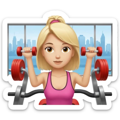 a young girl with blonde hair is exercising in the gym sticker