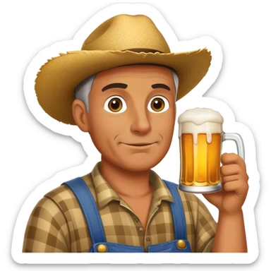 Farmer drinking beer sticker