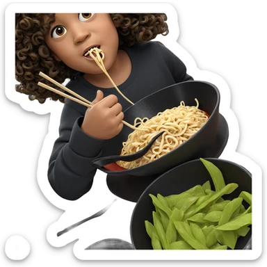 girl enjoying ramen noodles sticker