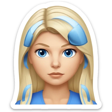 Fergie with blue eyes, long light blonde hair sticker