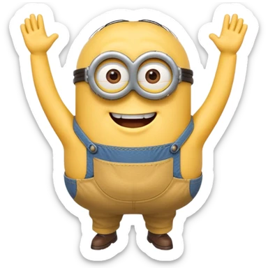 A yellow minion with his pants falling down and his butt crack showing sticker