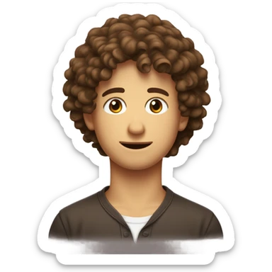 Garçon aux cheveux châtains boucles et aux yeux marrons sticker