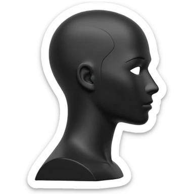 Minimalistic flat vector icon, iOS style, thin black contour on white background. Matte black mannequin in profile in 3D monochrome style. sticker