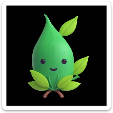 Among Us crewmate, green color, with a leaf hat, simple background sticker