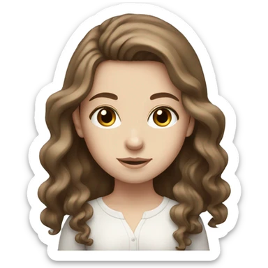 White girl with long brown hair blue eyes  sticker