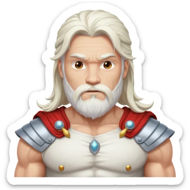 Jupiter, God of Thunder from Gods and Goddesses with long white hair and beard, white outfit sticker