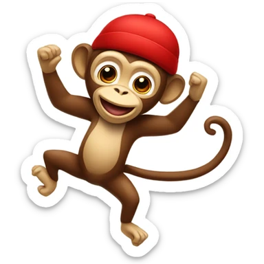 Dancing monkey with a red cap and red dangry  sticker