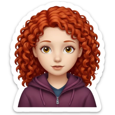 Young girl with red curly hair sticker