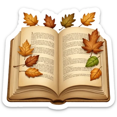 beige autumn open book with leaves on it sticker