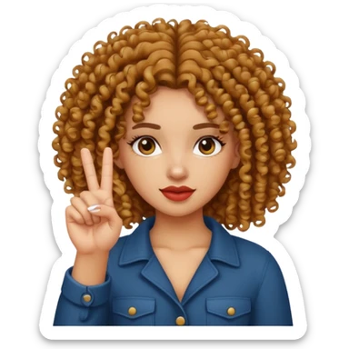 mixed girl with curly hair sticking up the middle finger  sticker